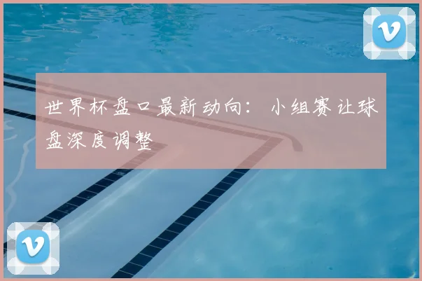 世界杯盘口最新动向:小组赛让球盘深度调整